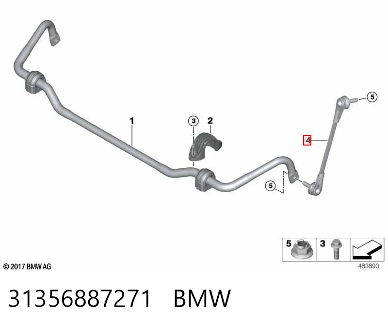 31356887271 BMW Тяжка стабилизатора, переднего, левая