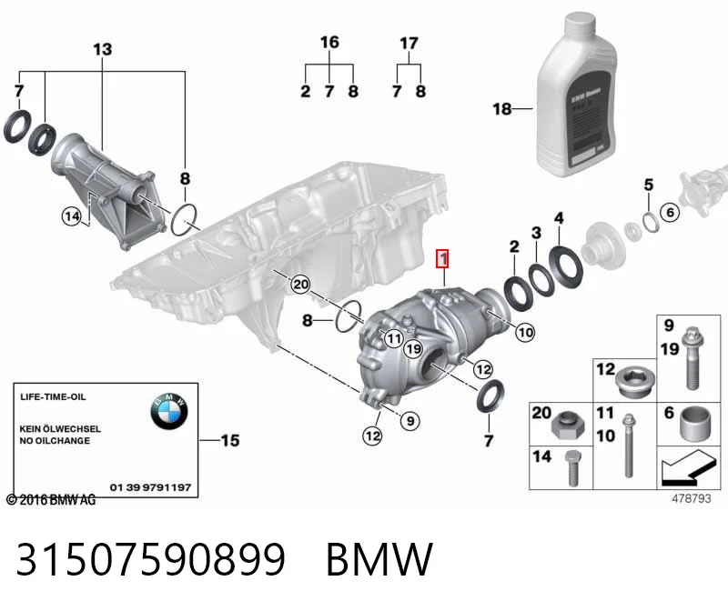 31507590899 BMW Редуктор колесный моста переднего