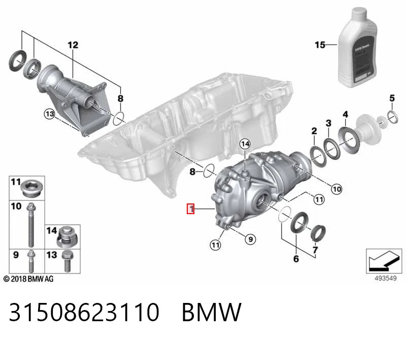 31508623110 BMW Редуктор колесный моста переднего