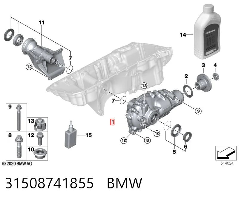 31508741856 BMW Редуктор колесный моста переднего