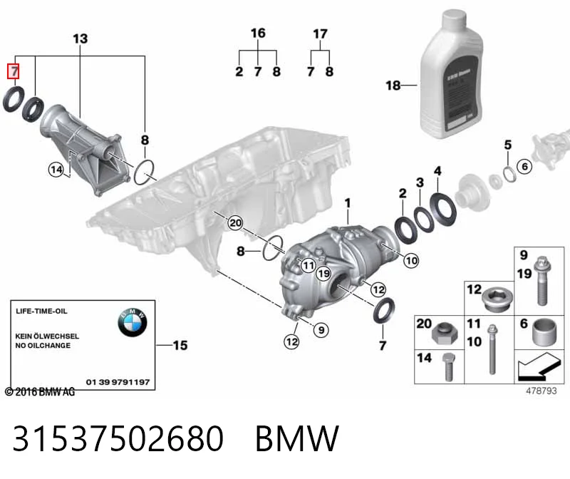31537502680 BMW Сальник редуктора переднего моста