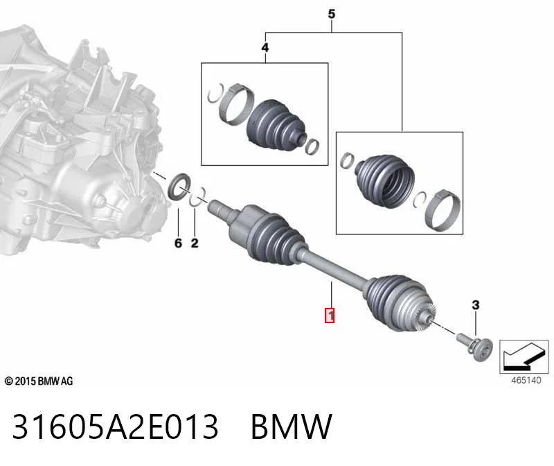31605A2E013 BMW Полуось передняя левая