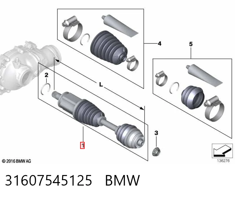 31607545125 BMW Полуось передняя левая
