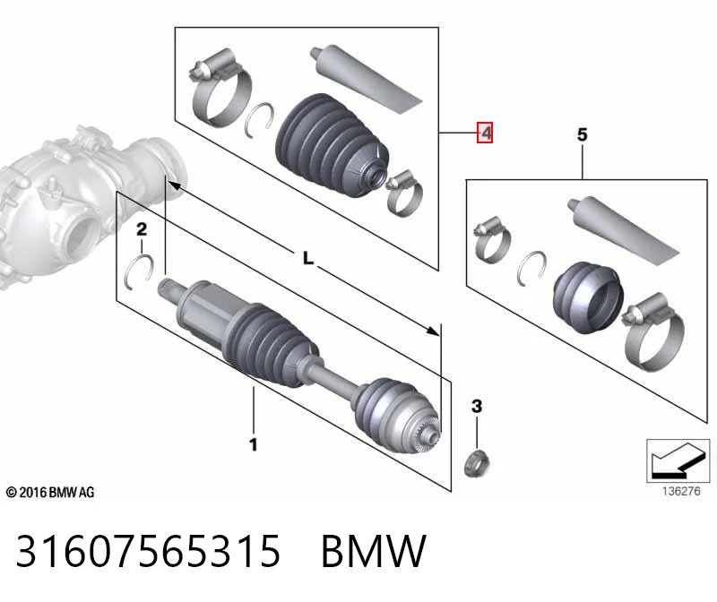 31607565315 BMW Пыльник ШРУСа передней полуоси внутренний
