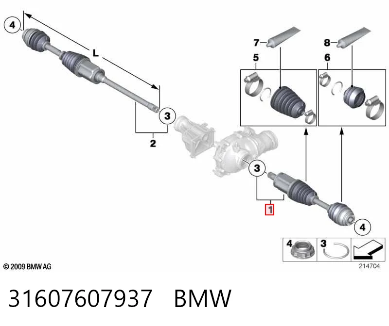 31607607937 BMW Полуось передняя левая