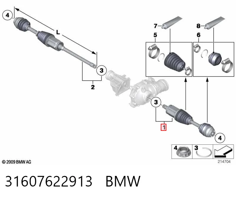 31607622913 BMW Полуось передняя левая