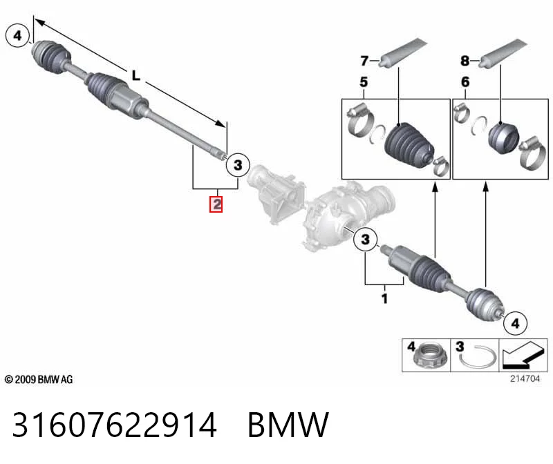 31607622914 BMW Полуось передняя, правая