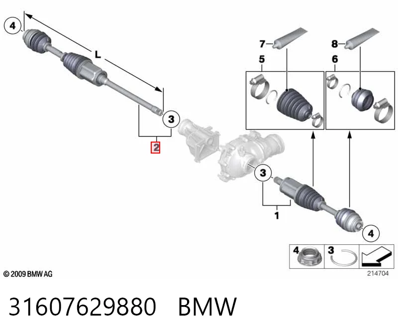 31607629880 BMW Полуось передняя, правая