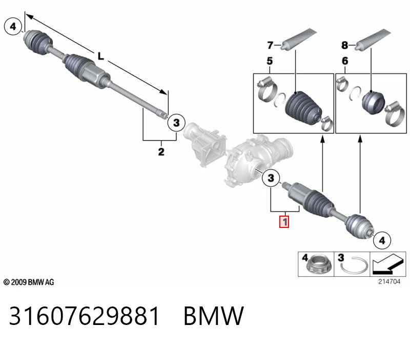 31607629881 BMW Полуось передняя левая