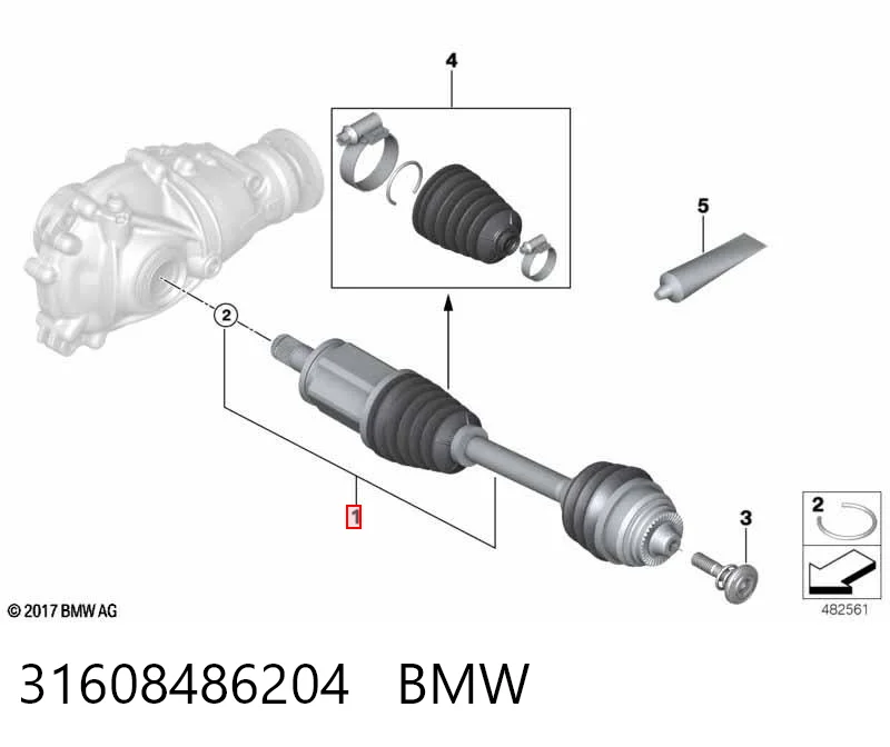 31608486204 BMW Полуось передняя левая