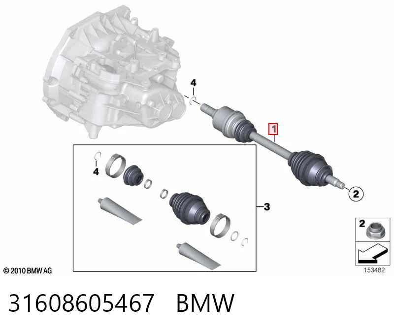 31608605467 BMW Полуось передняя левая