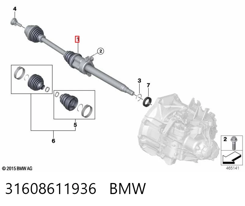 31608611936 BMW Полуось передняя, правая