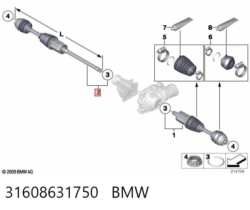 31608631750 BMW Полуось передняя, правая