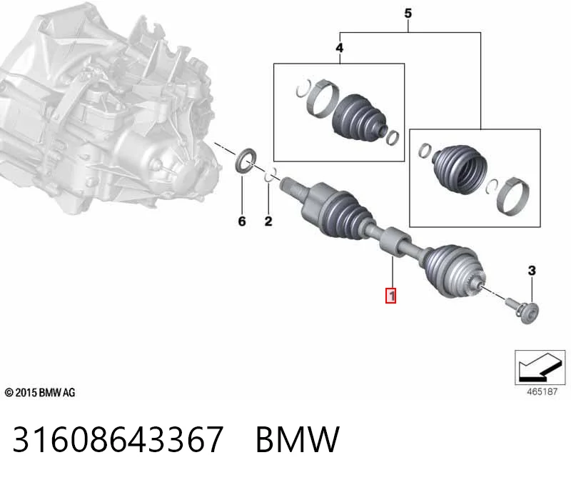 31608643367 BMW Полуось передняя левая