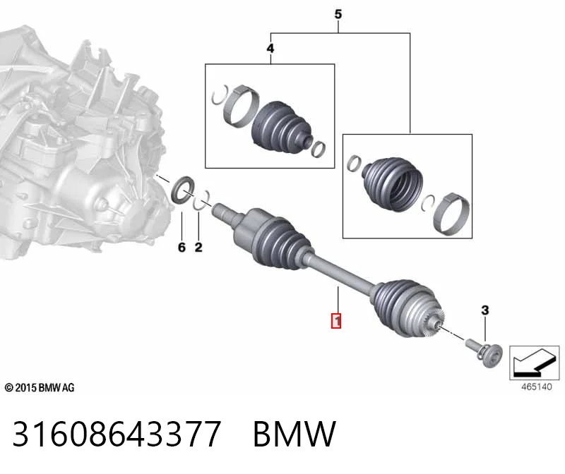 31608643377 BMW Полуось передняя левая