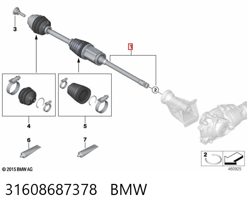 31608687378 BMW Полуось передняя, правая