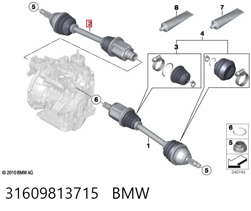 31609813715 BMW Полуось передняя, правая