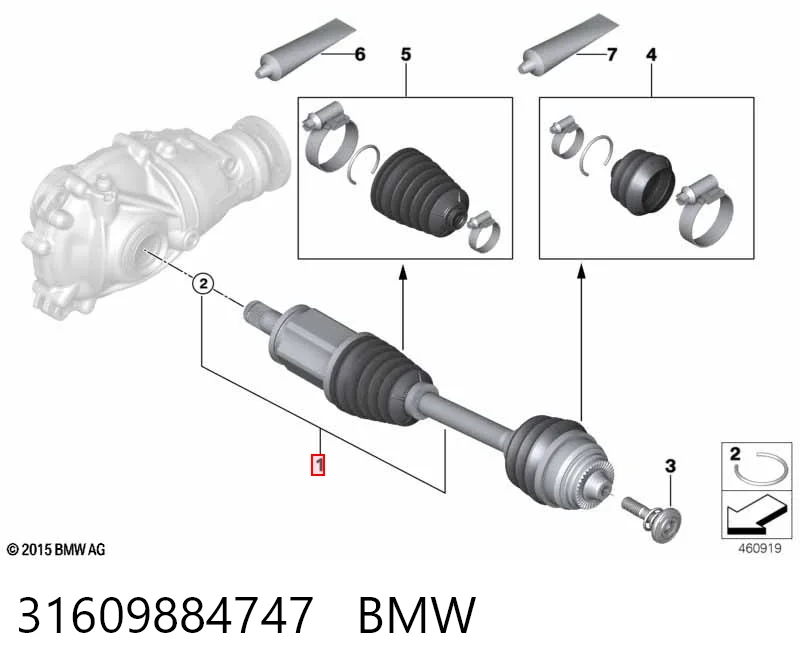 31609884747 BMW Полуось передняя левая