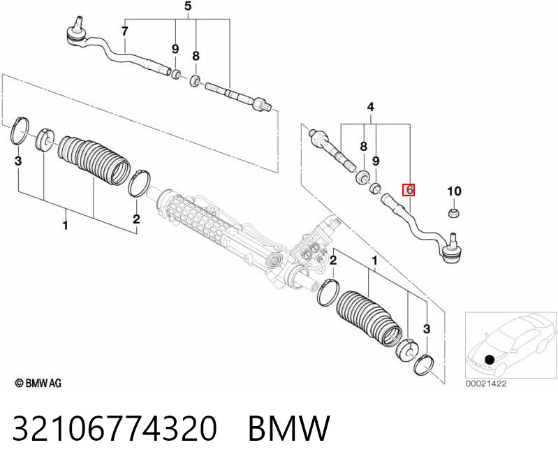 32106774320 BMW Наружный наконечник рулевой тяги