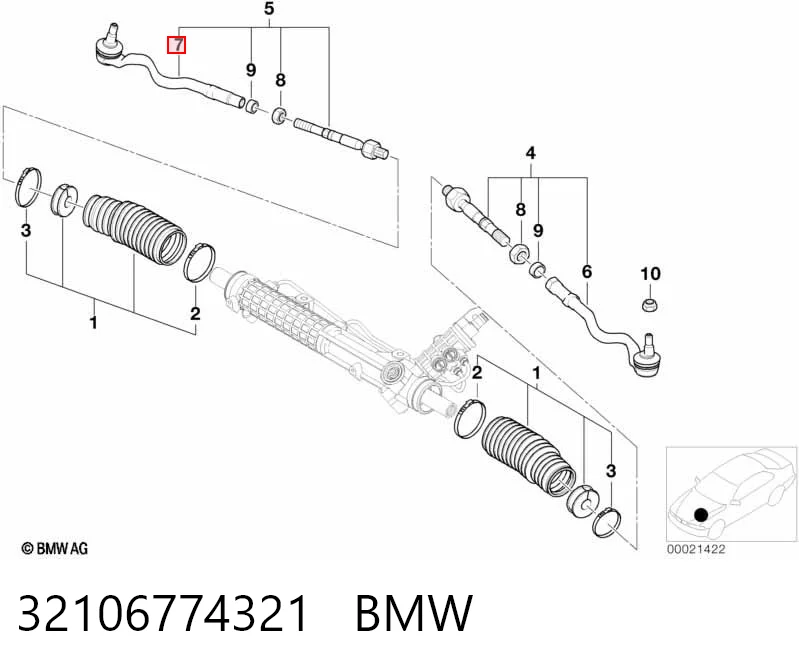 32106774321 BMW Наружный наконечник рулевой тяги