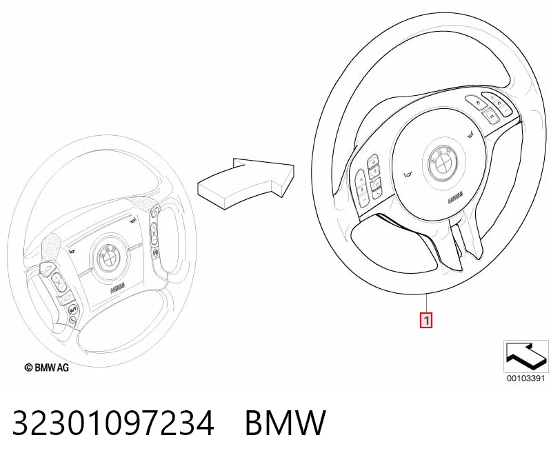 Руль BMW 3 седан (E46) (1998 - 2005) цена, от 177.37 USD