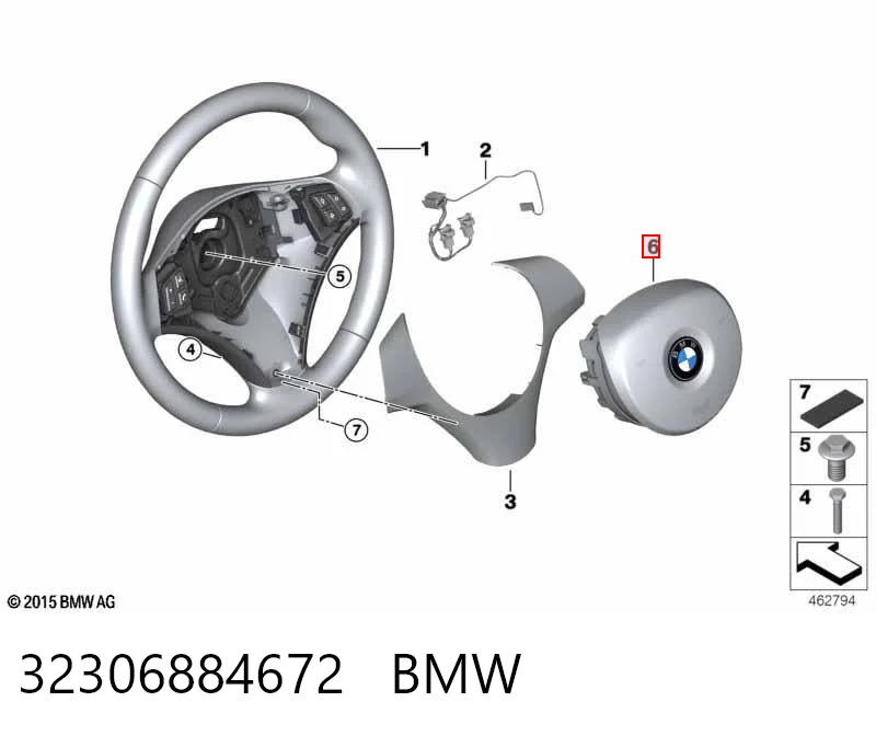 Подушка безопасности водителя 32306884328 BMW