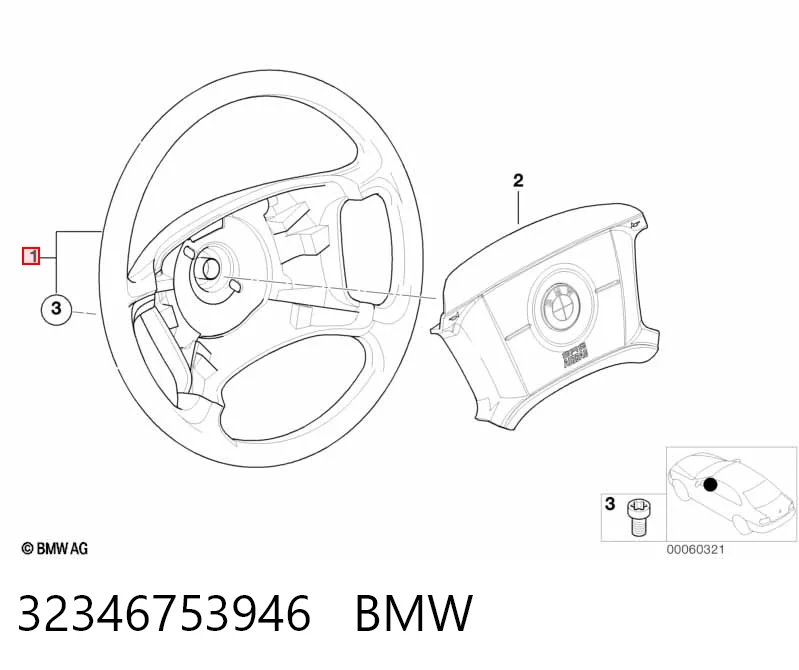 Колесо рулевое на BMW 3  E46