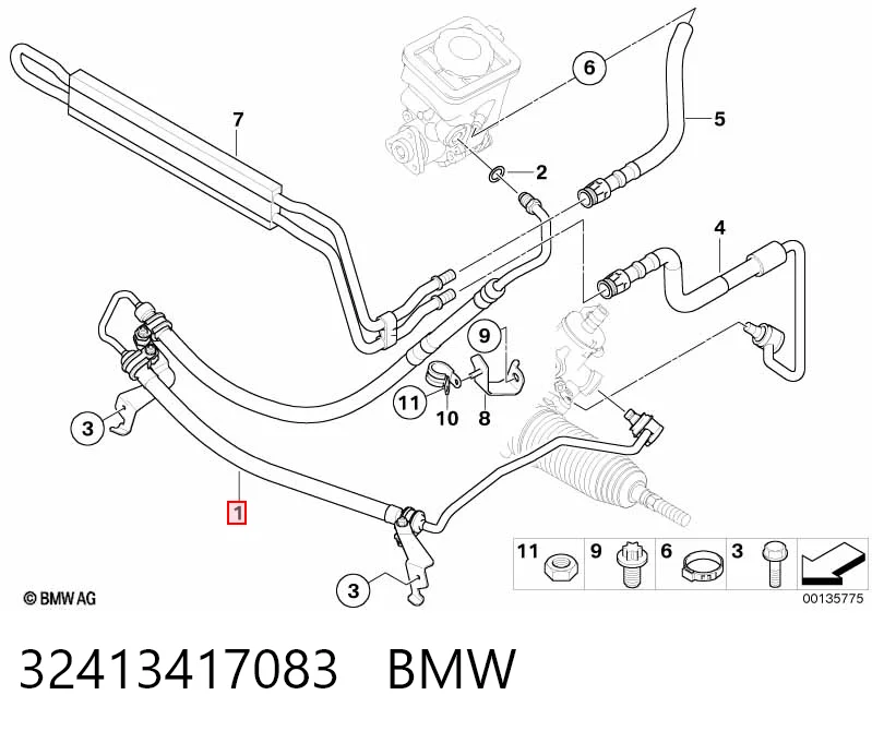Патрубок ГУР высокого давления на BMW X3  E83