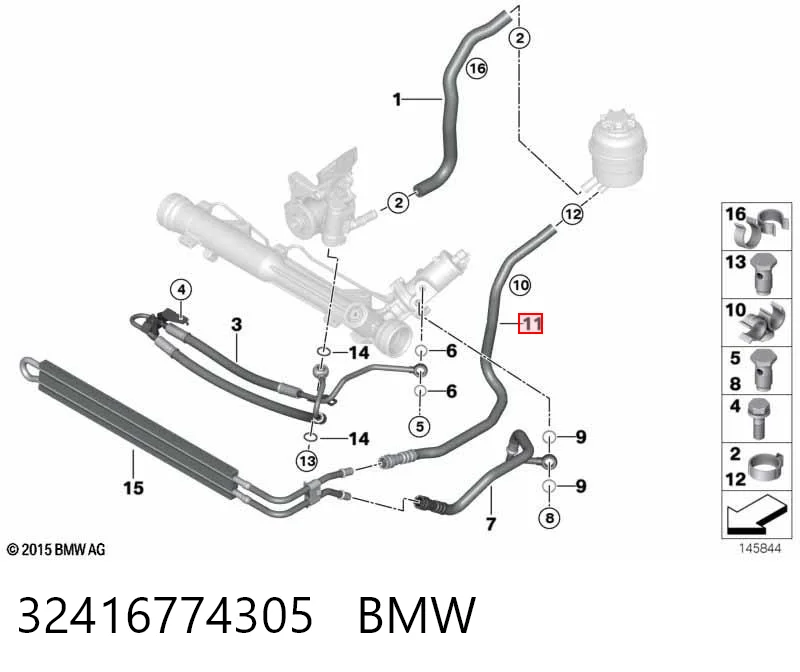 32416774305 BMW Шланг ГУР низкого давления, от радиатора к бачку
