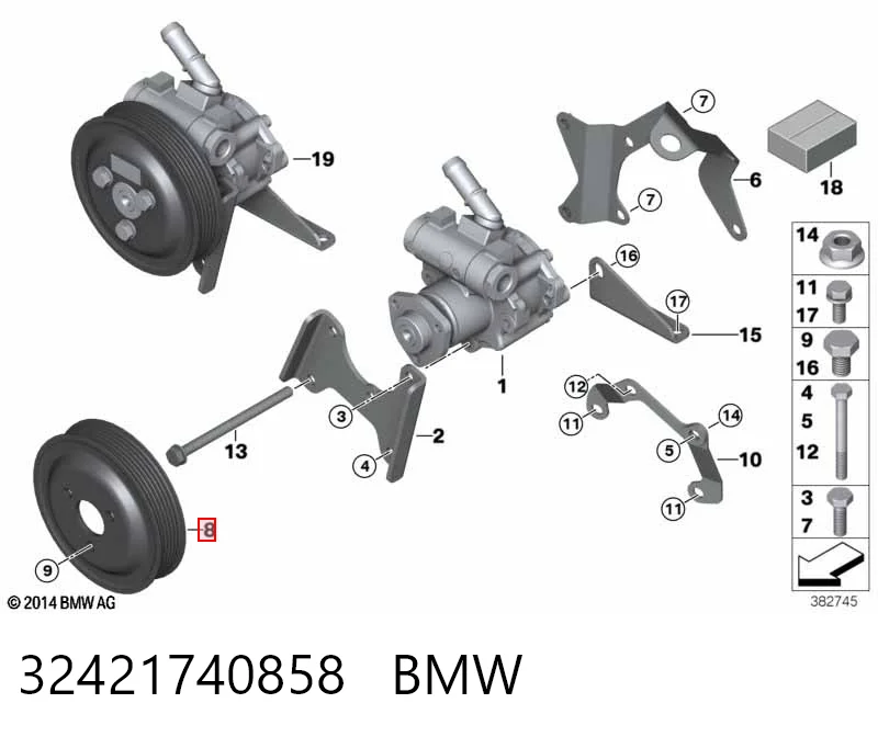 32421740858 BMW Шкив насоса ГУР