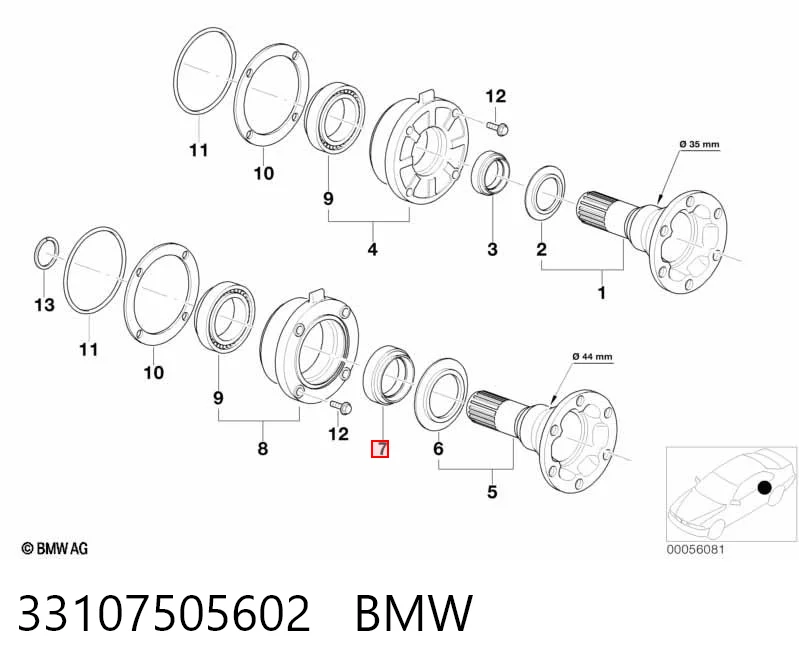 33107505602 BMW Сальник редуктора заднего моста