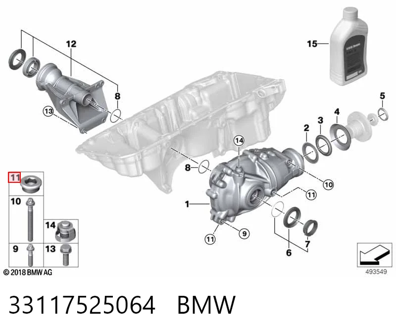 33117525064 BMW Пробка заливная заднего/переднего моста