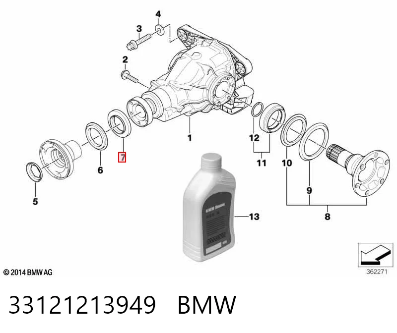 Сальник хвостовика редуктора заднего моста BMW 5 универсал (E61) (2003 - 2009) цена, от 58.05 USD