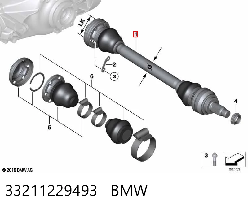 33211229493 BMW Полуось задняя левая