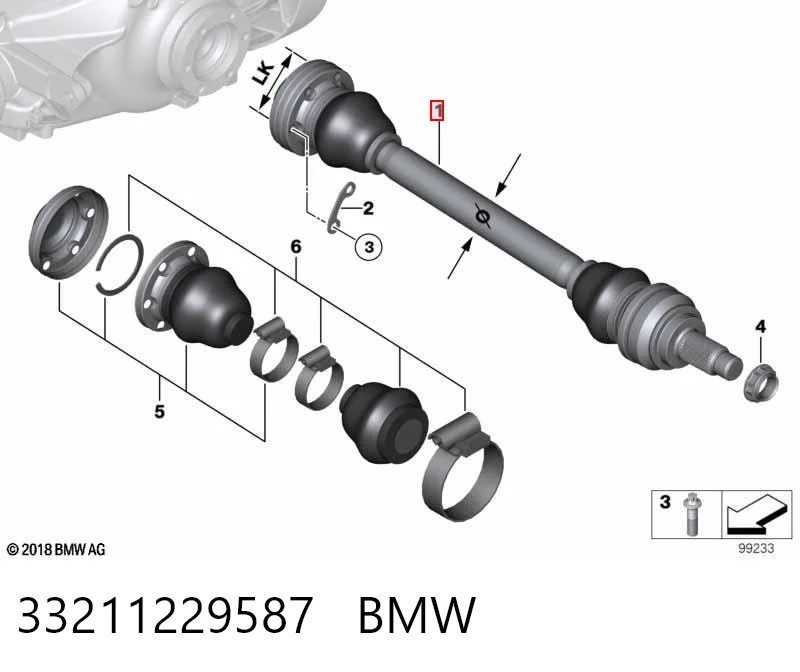 33211229587 BMW Полуось задняя левая