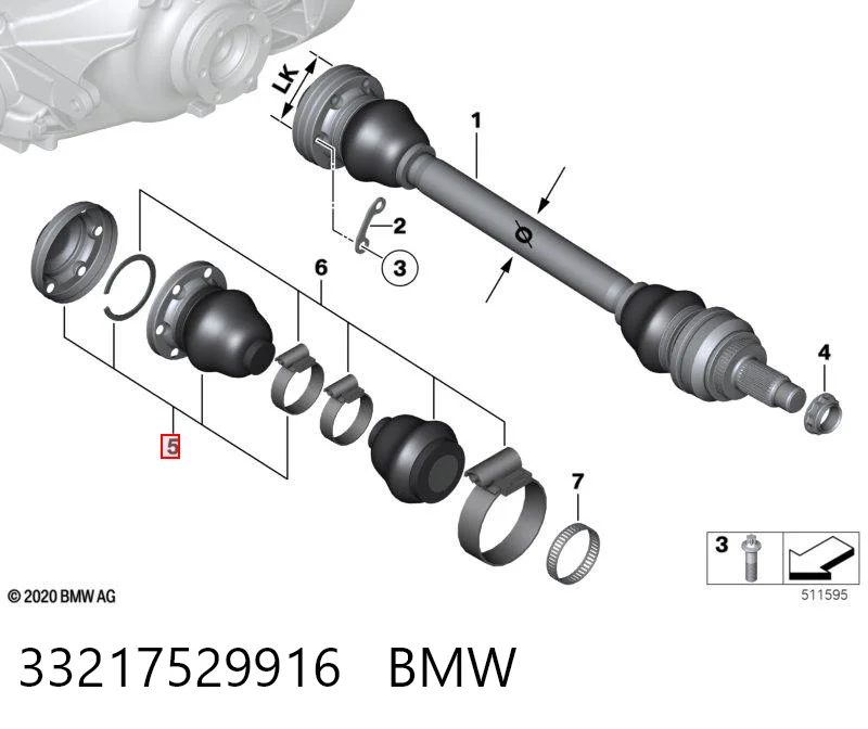 33217529916 BMW Пыльник шарнира угловых скоростей внутренний задний
