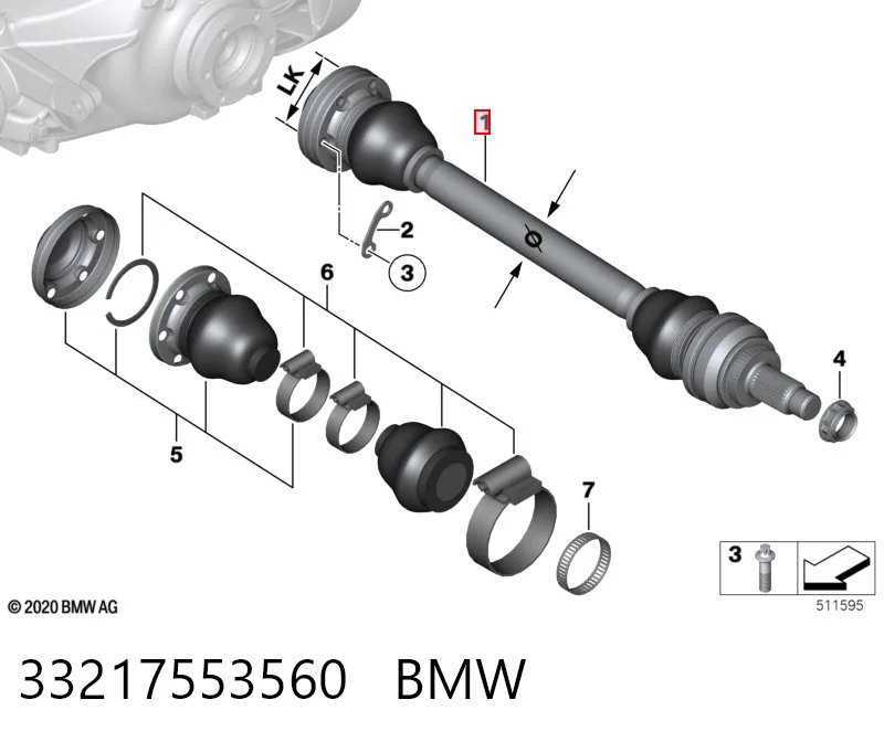 33217553560 BMW Полуось задняя правая