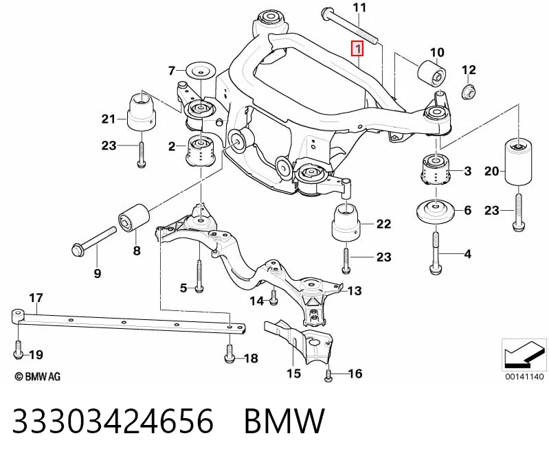 Подрамник задней подвески на BMW X3  E83