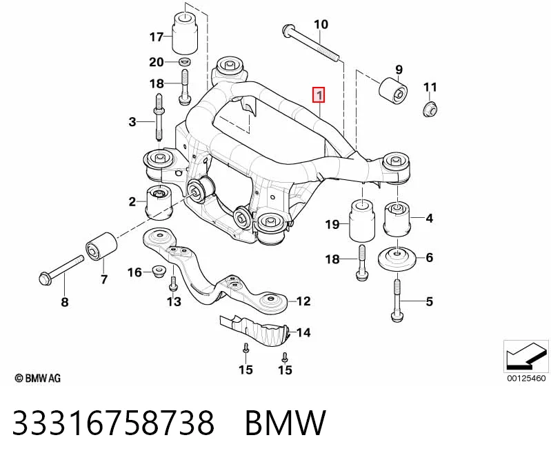 Подрамник задней подвески на BMW 3  E46