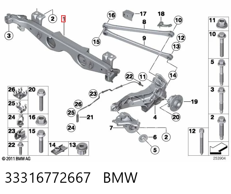 Балка задней подвески поперечная Mini Cooper хэтчбек (R56) (2005 - 2014) цена, от 203.48 USD