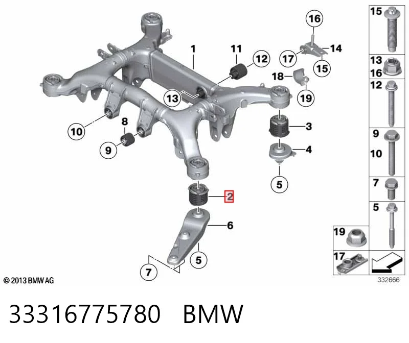 Сайлентблок задней балки 33316790573 Rolls-royce
