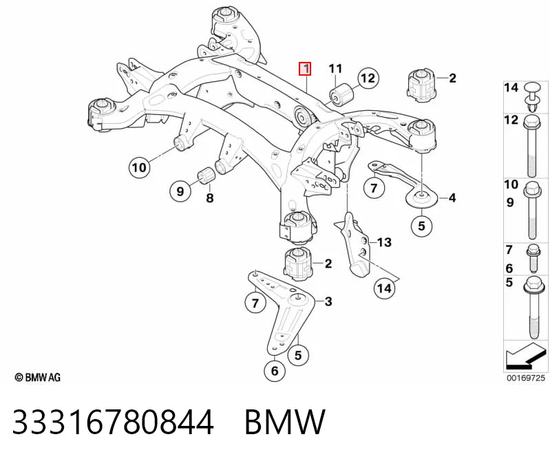 Подрамник задней подвески на BMW X6  E71