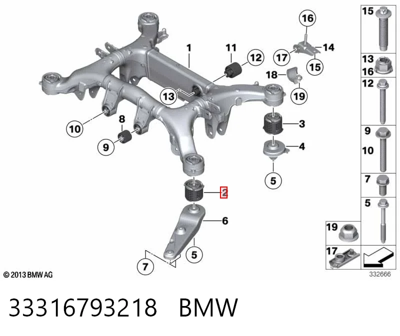Подрамник задней подвески на BMW 7  F01, F02, F03, F04