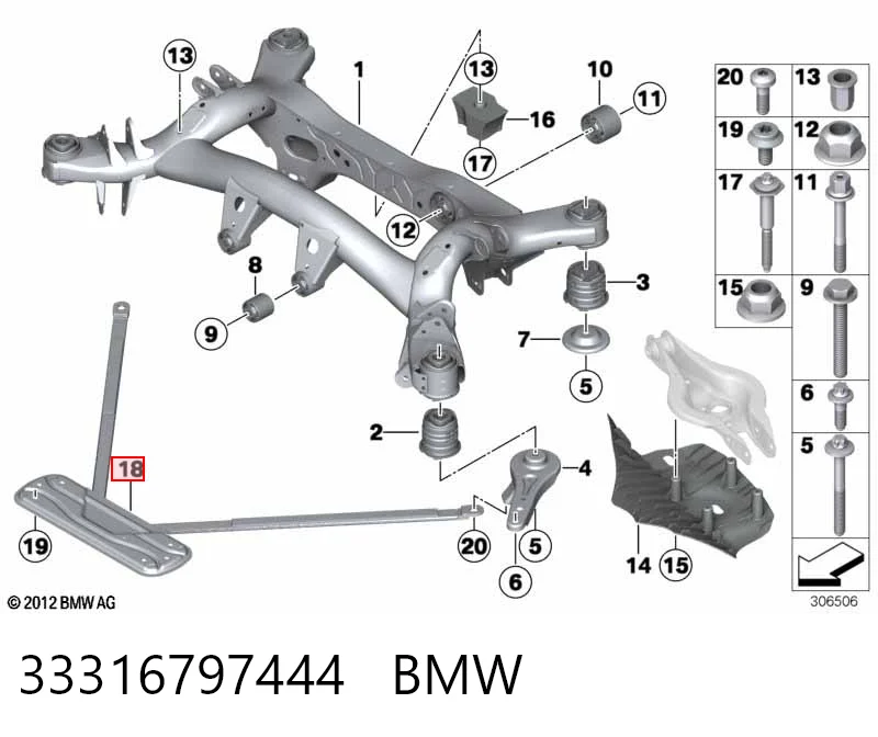 6797444 BMW Распорка задней балки (подрамника)