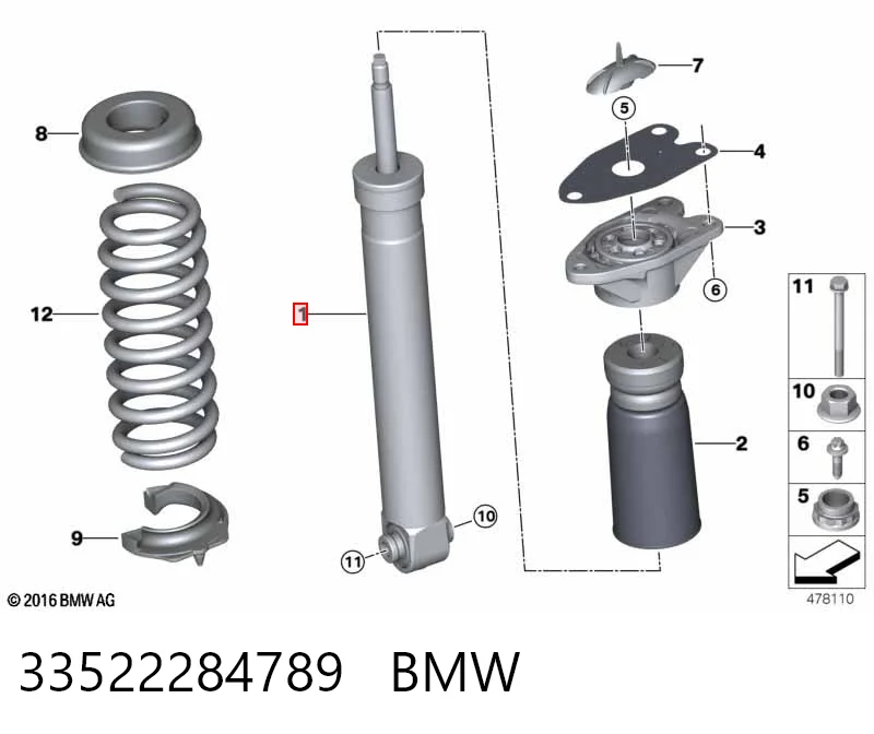 Амортизатор задний BMW 33522284789
