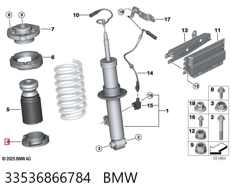 33536866784 BMW Проставка (резиновое кольцо) пружины задней нижняя
