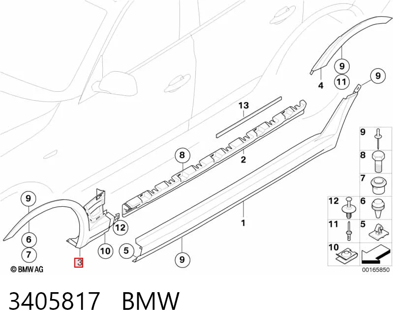 3405817 BMW Молдинг арки крыла переднего, левый