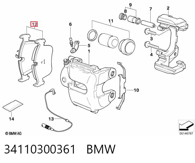 34110300361 BMW Колодки передние