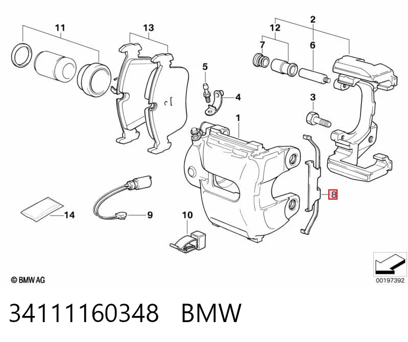 34111160348 BMW Комплект пружинок крепления дисковых передних колодок