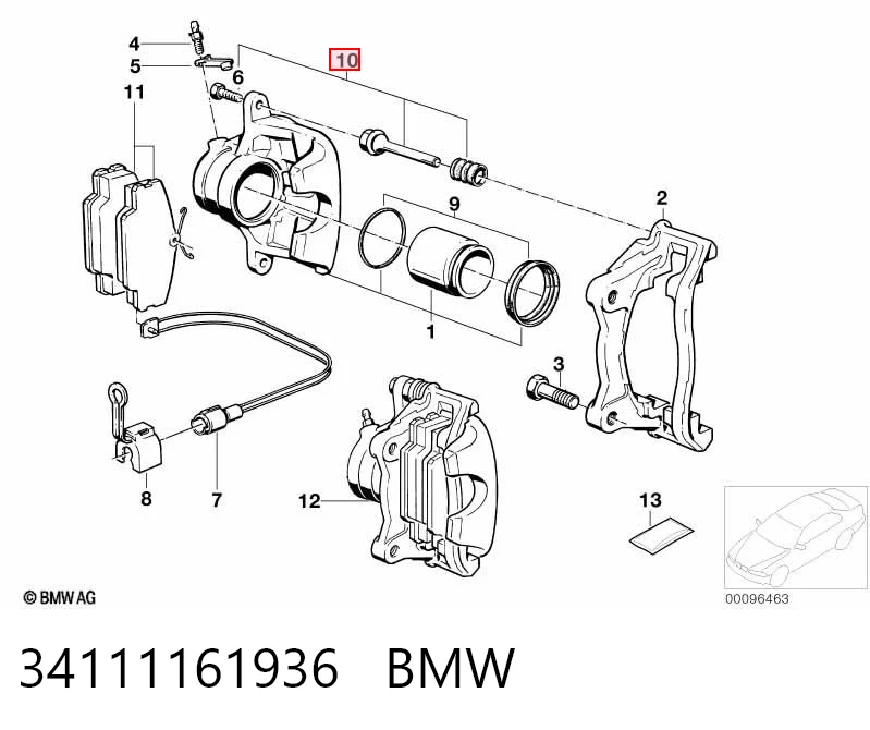 34111161936 BMW Ремкомплект суппорта тормозного, переднего